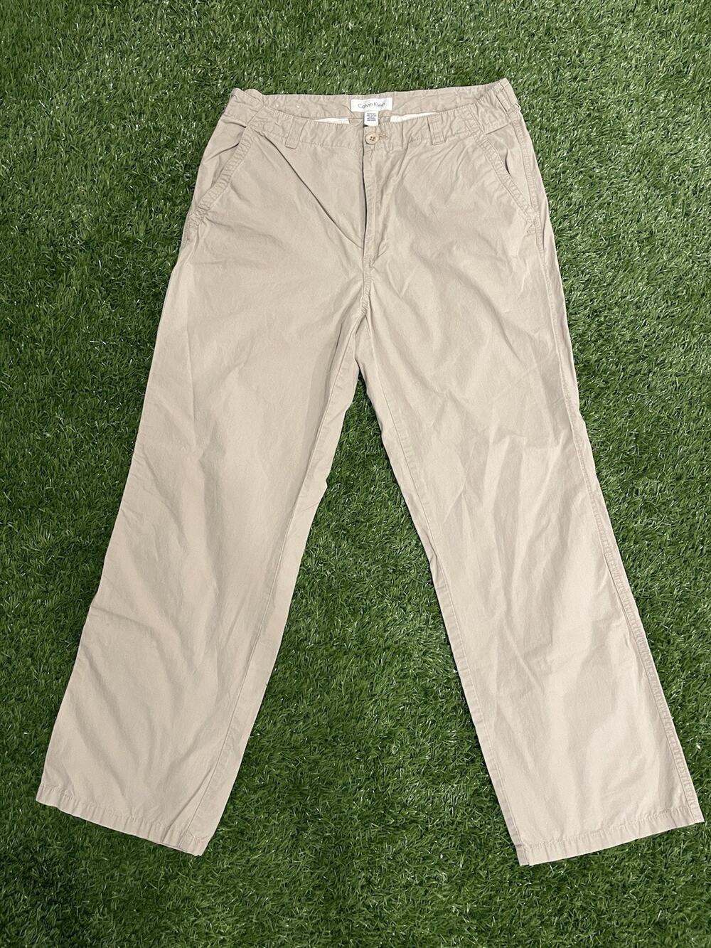 Calvin Klein Pants Mens 32x30 Khaki Chino Cotton Straight Leg Button Flap Pocket